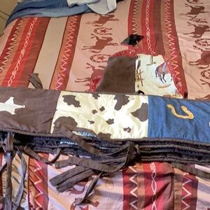 Western Themed Bedspread with Cow Print and Horseshoe. Only few days in sale, ne
